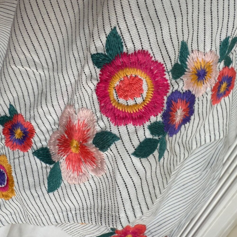 NWT size L Savanna Jane Womens Striped Sundress Embroidered Floral Boho Sleevele - Picture 7 of 11